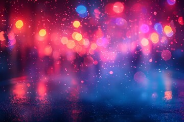 Poster - A mesmerizing scene capturing the essence of urban nightlife with bright, colorful bokeh and night reflections