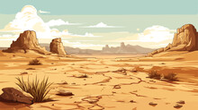 Desert Near Siwa Egypt .. 2d Flat Cartoon Vactor Illustration