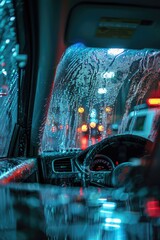 Poster - Detailed view of a car's dashboard, suitable for automotive themes