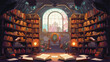 Fantastical library filled with books that whisper