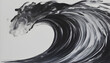 Black wave oil painting using brush technique. 