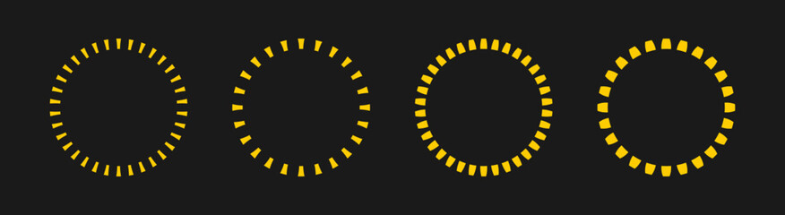 Poster - Broken gold rings – Set of golden circular frames – Set of isolated simple radial patterns