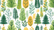 Vector nature seamless pattern with forest. Vector 