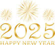 happy new year 2025 - golden design, golden fireworks, universal