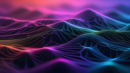 Poster - Futuristic abstract wave digital background. Blue geometric flow with glowing lines representing