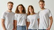 © Pemika - T-shirt mockup. White blank t-shirt front views. male and female American teen style