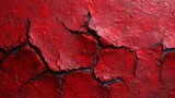 Fototapeta Miasta -   A tight shot of a red-black wall with cracked paint and a black boundary line