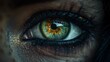   A tight shot of an eye with golden flecks in the iris