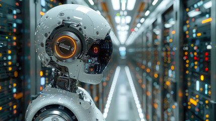 Poster - Robot humanoid future technology concept of artificial intelligence for the 4th fourth industrial revolution