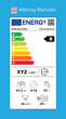 Vector EU energy rating label - washing machine. European Union energy label editable pictogram. EU domestic appliances energetic class. 
