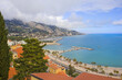 Panorama of city and Palmes Beach in Menton, France