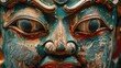 Detailed close-up shot of a statue's face. Perfect for historical or artistic projects