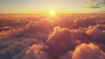 Aufkleber - A serene sunset scene with clouds in the sky. Suitable for various backgrounds