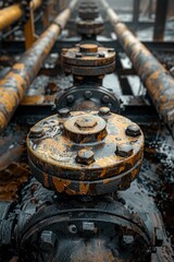 Poster - Close up of a rusty pipe on a train track, suitable for industrial themes
