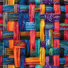 Poster - Close up of multicolored yarn weave. Perfect for craft projects