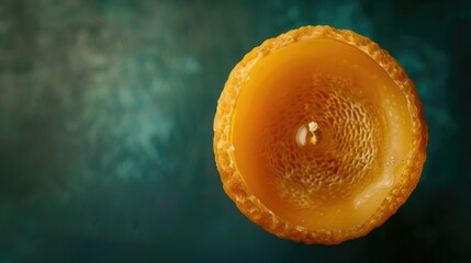 Poster - A close up shot of an orange on a table. Perfect for food and healthy lifestyle concepts