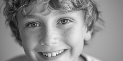 Canvas Print - Close up of a child with freckles. Suitable for various projects