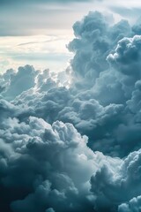 Poster - A plane flying through a cloudy sky. Suitable for travel or aviation concepts