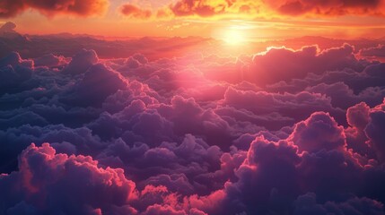 Poster - A beautiful sunset scene with clouds in the sky. Perfect for various design projects