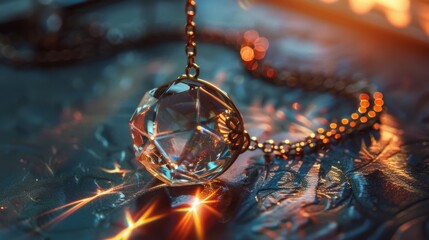 Poster - A crystal necklace displayed on a table. Perfect for jewelry store promotions