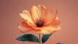 A cute cartoon sticker of a dainty flower, adhered to a solid peach background, symbolizing beauty and delicacy