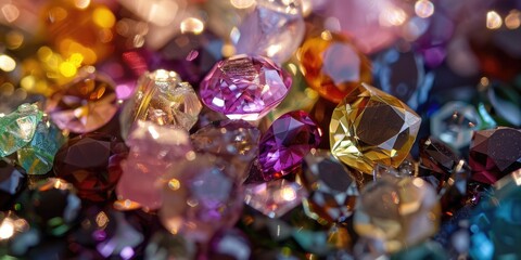 Poster - Close up of various colored gems, perfect for jewelry or gemstone-related designs