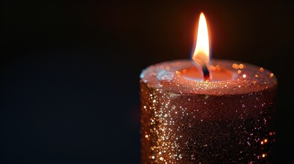 Aufkleber - A glowing candle illuminating a dark table. Perfect for adding warmth and light to any design project
