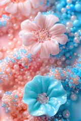Aufkleber - Close-up of colorful beads and flowers. Perfect for crafting projects
