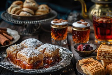 Poster - A variety of delicious pastries and desserts arranged on a table. Perfect for bakery or event catering promotions