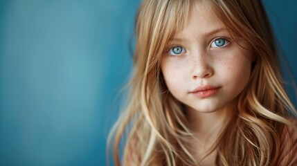 Aufkleber - Close-up portrait of a young girl with freckles. Ideal for family and children's themes