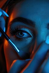 Poster - Close up of a person using a pair of scissors, suitable for various projects