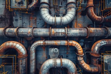 Poster - A network of interconnected pipes. Ideal for industrial concepts