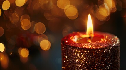 Aufkleber - A simple image of a lit candle on a table, suitable for various concepts