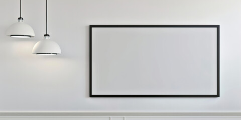 Wall Mural - White, blank poster in a black frame on the wall
