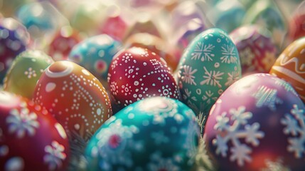 Aufkleber - Vibrant close up of colorful Easter eggs, perfect for spring celebrations