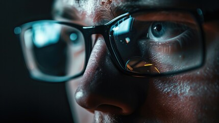 Aufkleber - Close-up of a person wearing glasses. Suitable for various projects