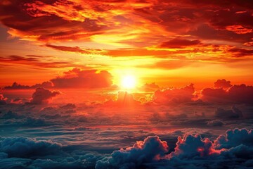 Aufkleber - A beautiful sunset scene with clouds in the sky. Ideal for various design projects