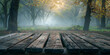 wooden bench in the autumn forest, generative ai