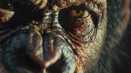 Aufkleber - Close up of a monkey's face with mouth open. Ideal for nature and wildlife concepts