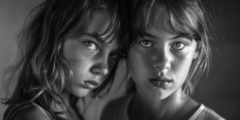 Poster - A picture of two women standing side by side. Suitable for various concepts and designs
