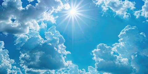 Poster - Sun shining brightly through the clouds, ideal for nature and weather concepts