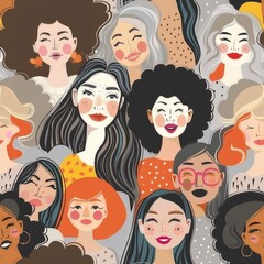 Sticker - A group of women with unique and vibrant hair colors, perfect for diversity and beauty concepts