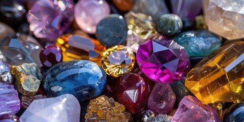 Poster - Close up of a variety of colorful gemstones. Perfect for jewelry designers and gem enthusiasts