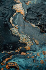 Poster - Detailed view of a black and orange substance, suitable for scientific or abstract backgrounds