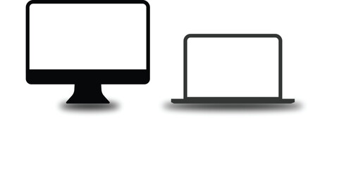 LCD and laptop vector, black and white vector