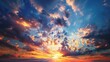 Beautiful sunset with clouds over the ocean, ideal for travel and nature concepts