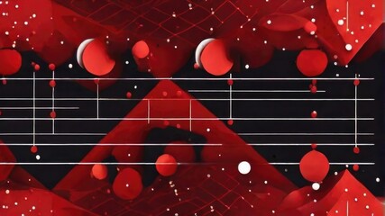Poster - Red Geometric Pattern with Connected Lines and Dots