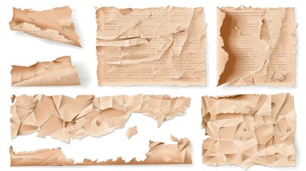 Poster - Paper note scraps with sticky tape. Ripped notebook adhesive memo collection. Magazine scrapbook shredded pages. Grunge cutout sticker with tear edge.