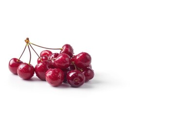 Poster - Ripe cherries displayed on a clean white background, perfect for food and fruit concepts