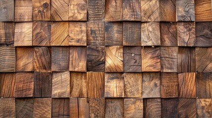 Poster - Detailed shot of a wooden wall texture. Ideal for backgrounds or construction concepts